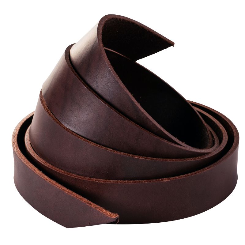    lanière de cuir demi dosset 220x4cm aniline niagara harnachement roulée chocolat