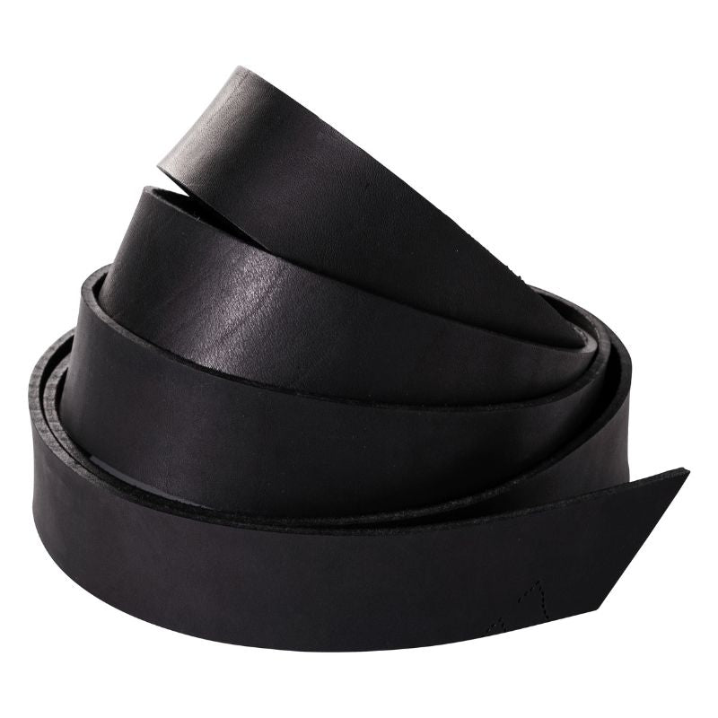    lanière de cuir demi dosset 220x4cm aniline niagara harnachement roulée noir